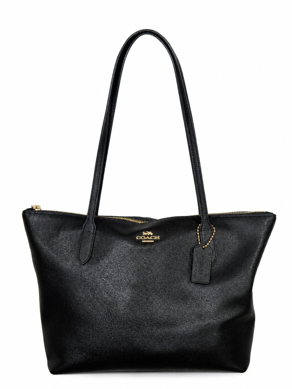 Coach Pebbled Leather Tote Bag Zip Top 4454 Gold Hardware Purse